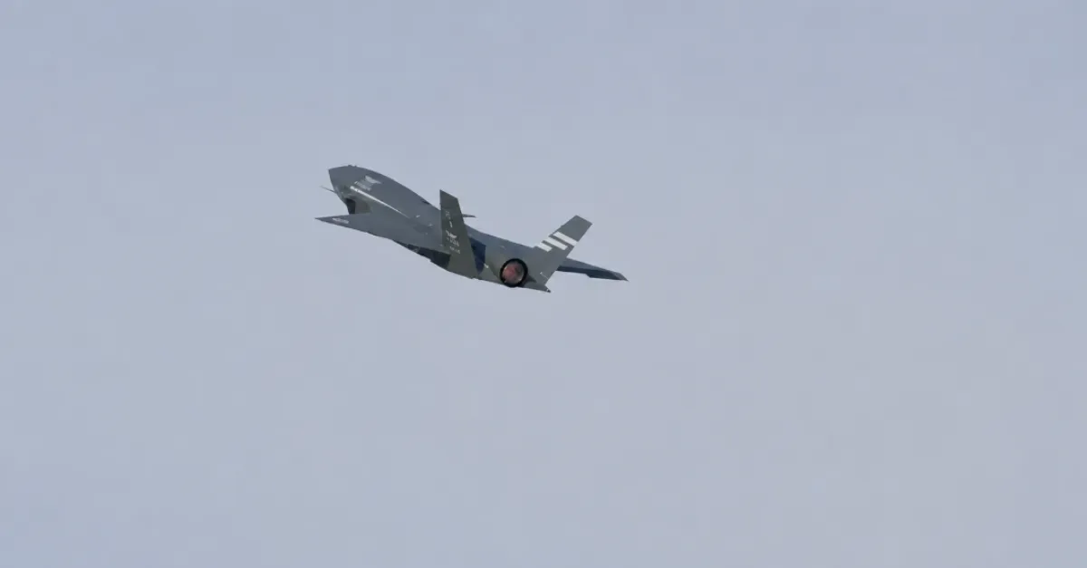 Bayraktar KIZILELMA releasing a munition from its internal weapons bay during a firing test