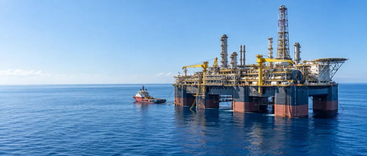 Offshore gas production platform in the Eastern Mediterranean representing the Aphrodite field development