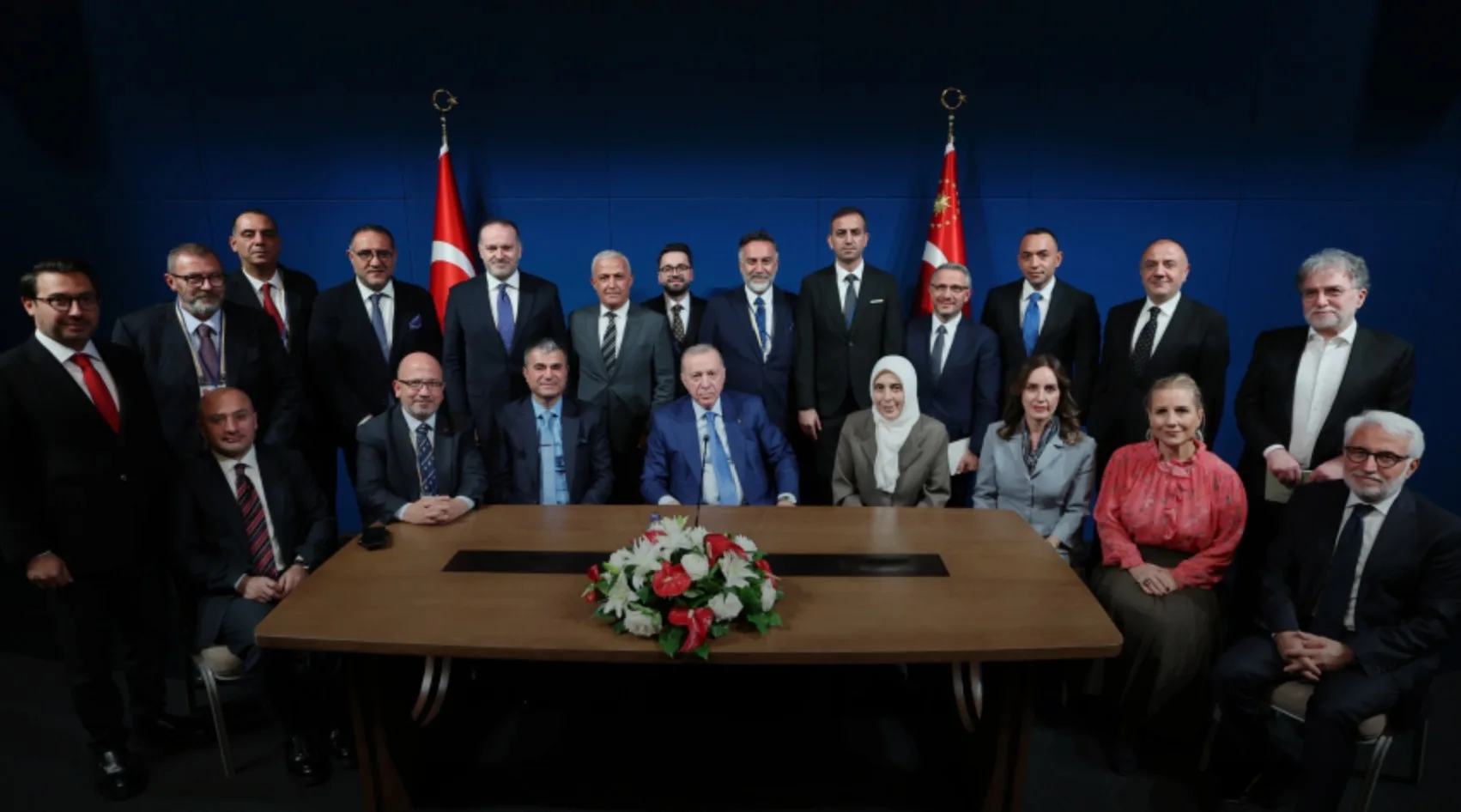 resident Recep Tayyip Erdoğan meets journalists at the Turkish House in New York