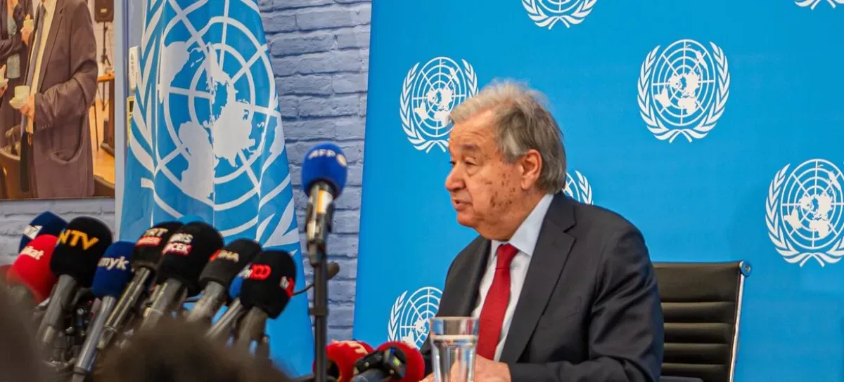 UN Secretary-General Antonio Guterres speaking during his visit to Cyprus