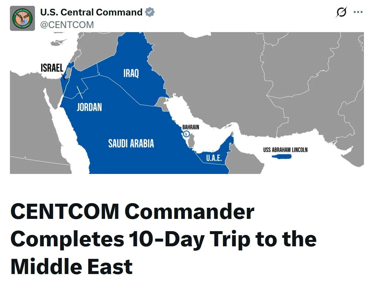 Map shared on X by CENTCOM