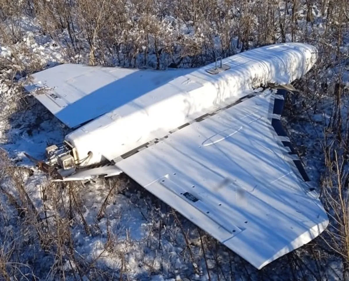 Downed Gerbera drone in empty field