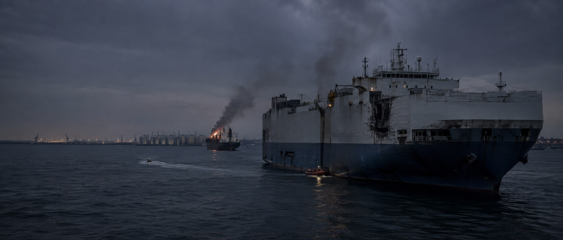 Damaged commercial ships in the Black Sea as attacks disrupt grain shipping routes