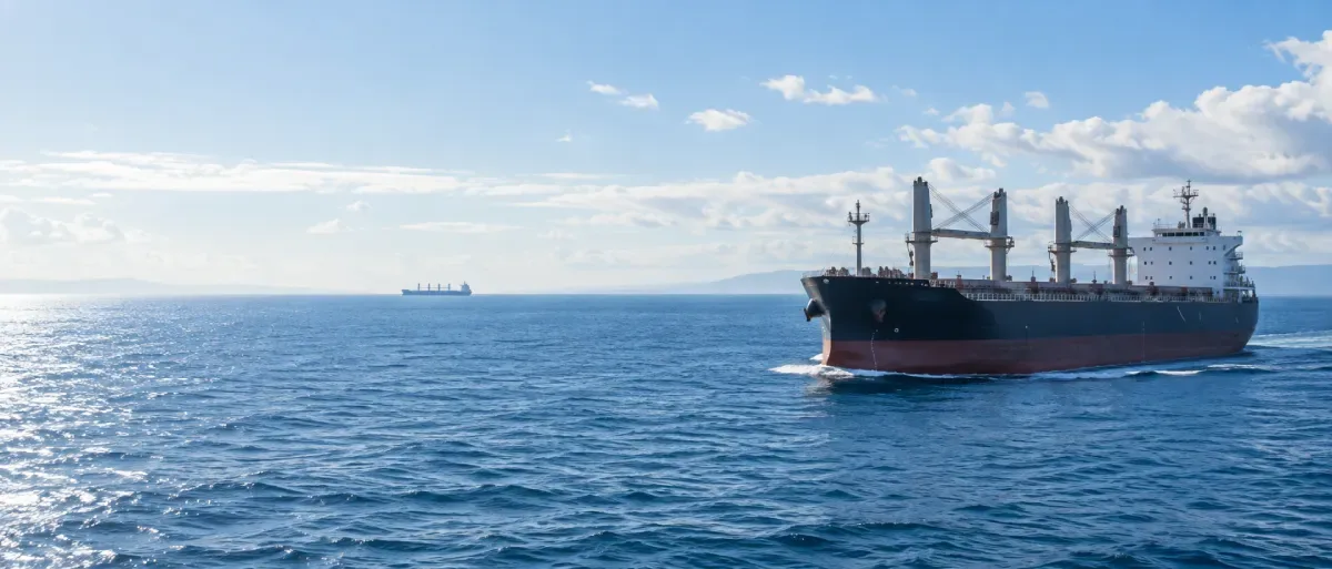Commercial cargo vessel sailing in the Black Sea under clear daylight