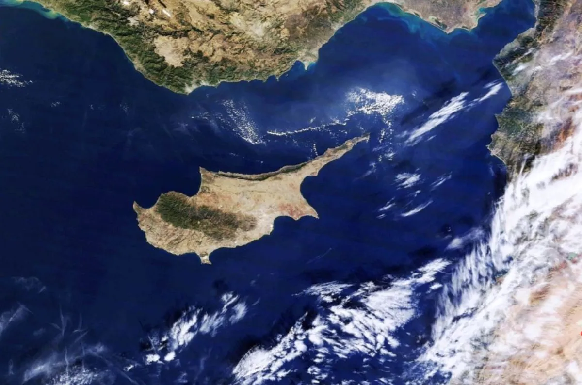 NASA satellite view of Cyprus island in the Eastern Mediterranean